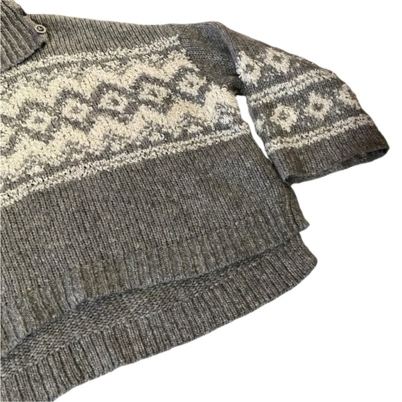 Free People Fair Isle Button Cowl Neck Sweater Women’s M Fuzzy Slouchy Nordic - Picture 10 of 12